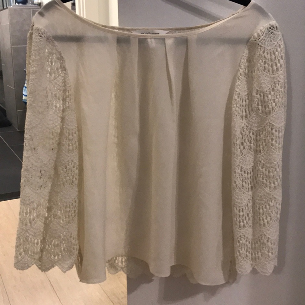 BCBG cream and lace top